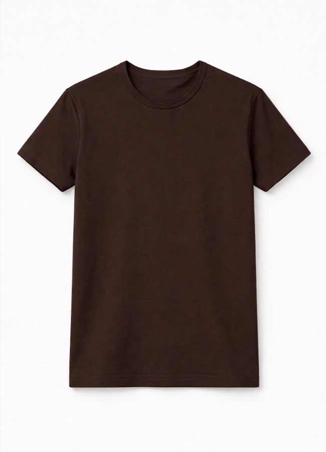 Kahve Renk Pamuk Karışımlı Tişört