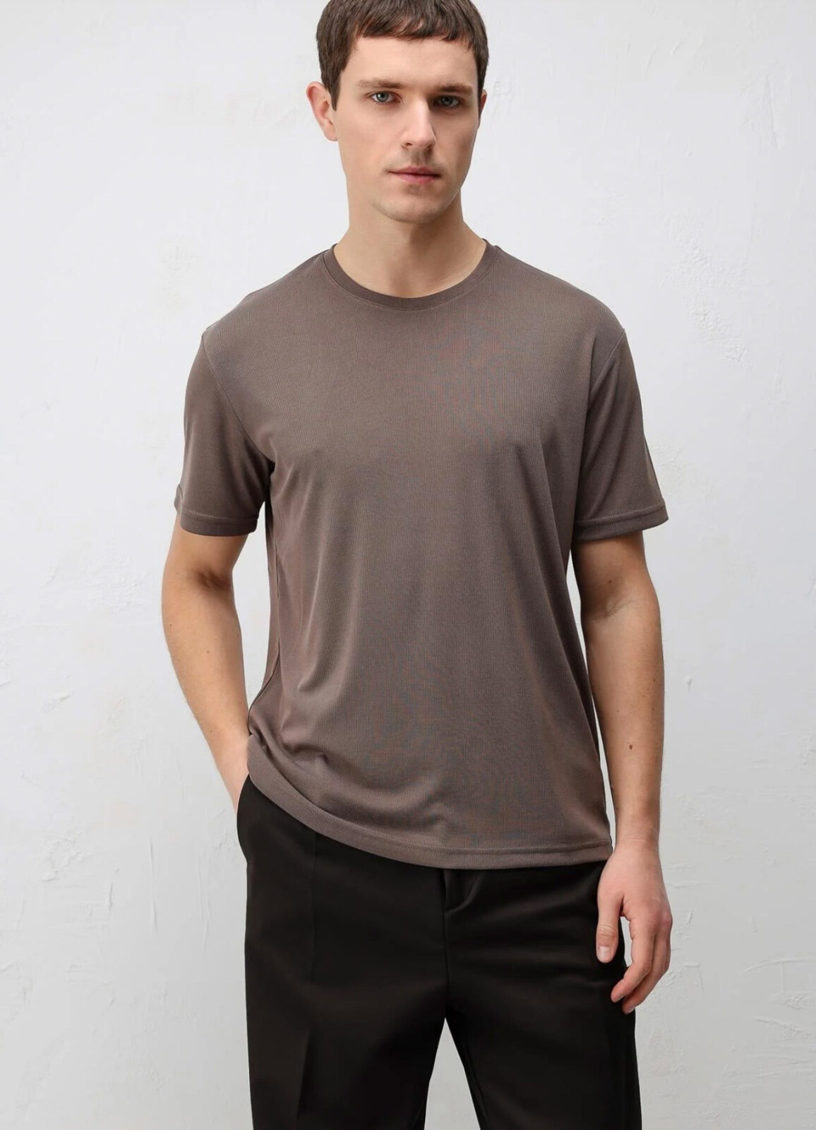 Kahve Renk Viskoz Karışımlı Tişört