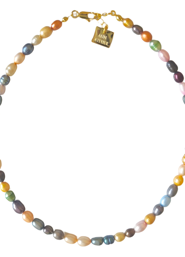 Çok Renkli Risus Color Pearl Kolye & Bileklik Set - 3