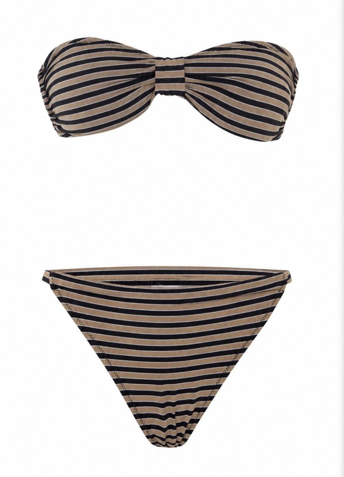 Çok Renkli Stripe Straplez Bikini Takımı - 2