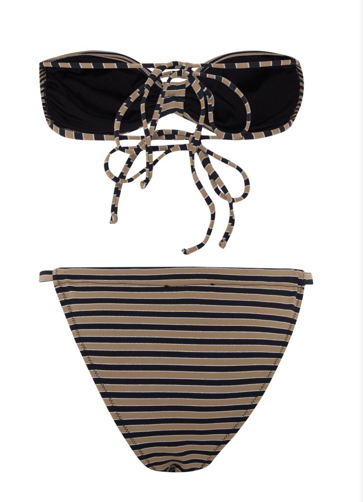 Çok Renkli Stripe Straplez Bikini Takımı - 4