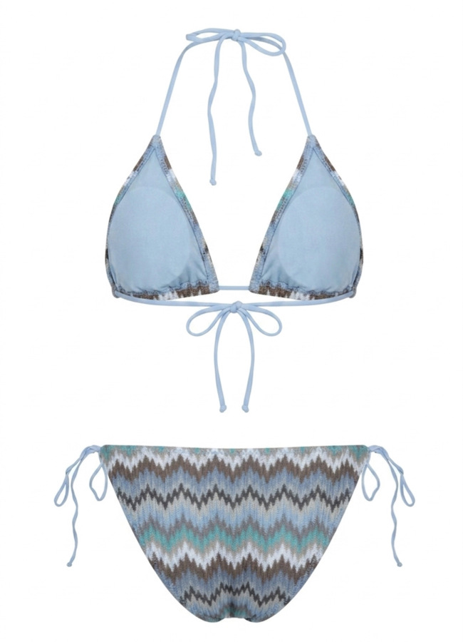 Çok Renkli Triko Üçgen Bikini Takım - 2
