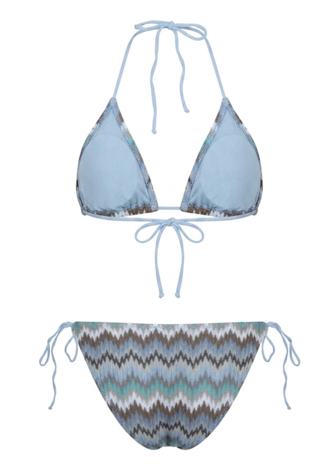 Çok Renkli Triko Üçgen Bikini Takım - 2