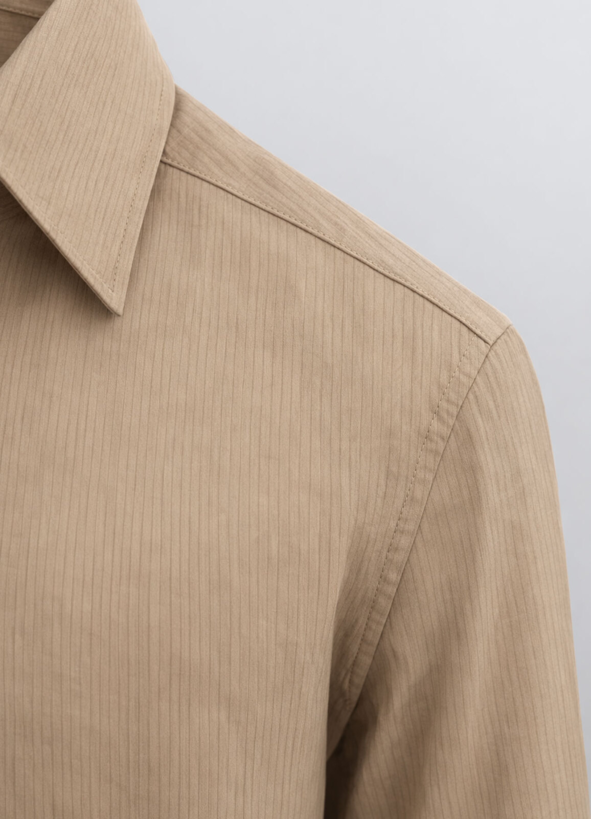 Koyu Bej Renk Lyocell Dökümlü Gömlek - 4