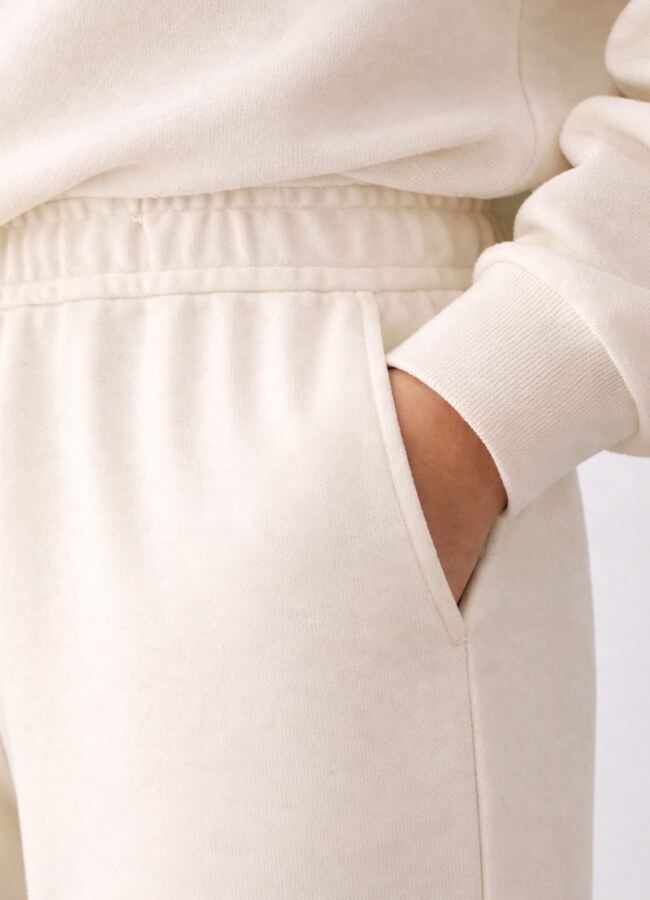 Ekru Renk Viskoz Karışımlı Eşofman Takımı - 5
