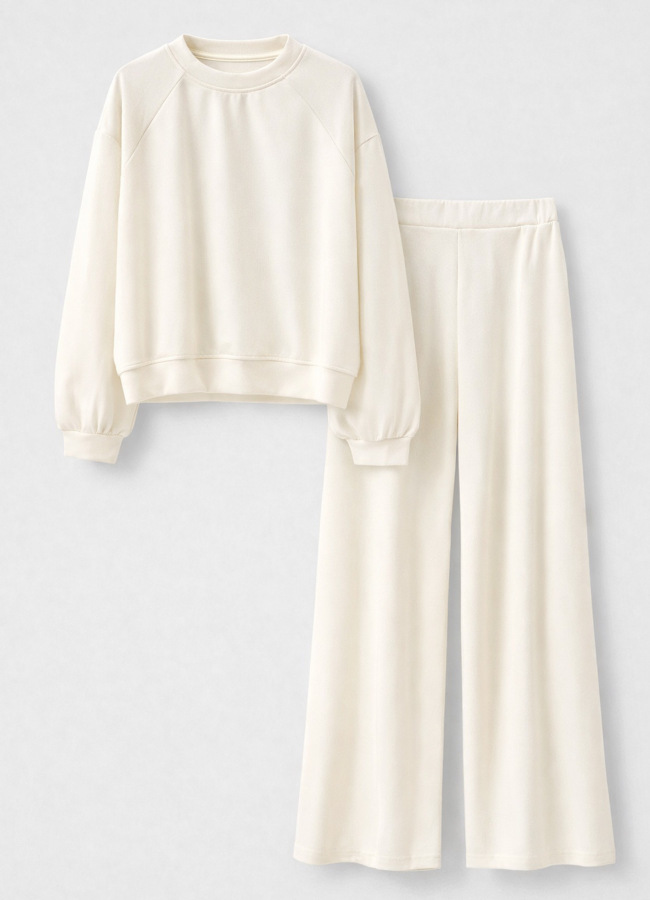 Ekru Renk Viskoz Karışımlı Eşofman Takımı - 6