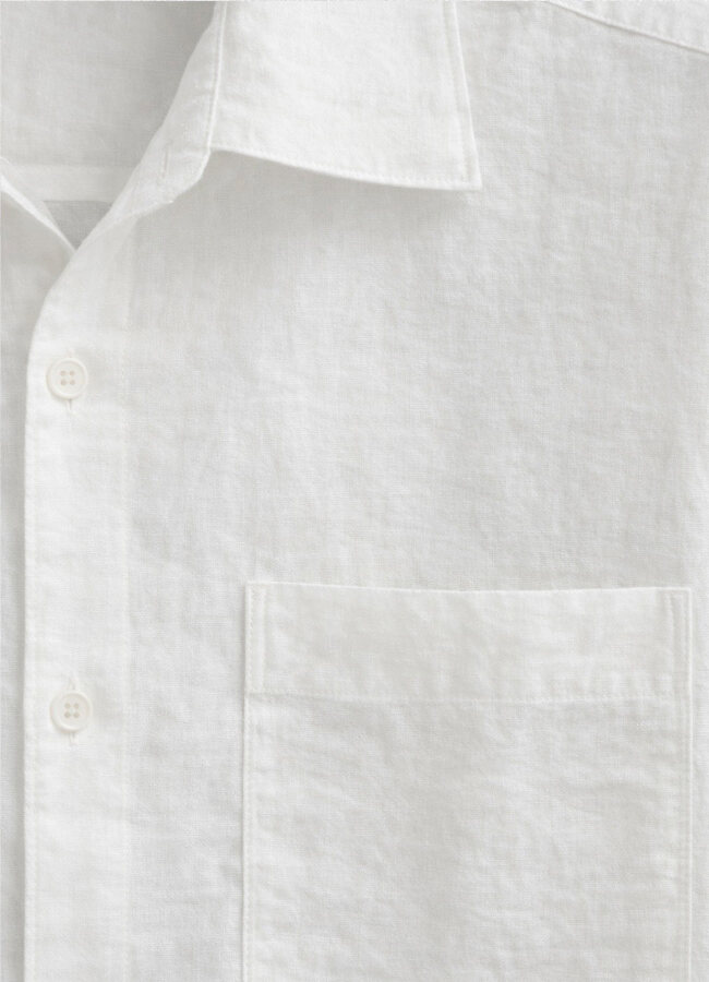 Ekru Renk Lyocell Karışımlı Dökümlü Gömlek - 3