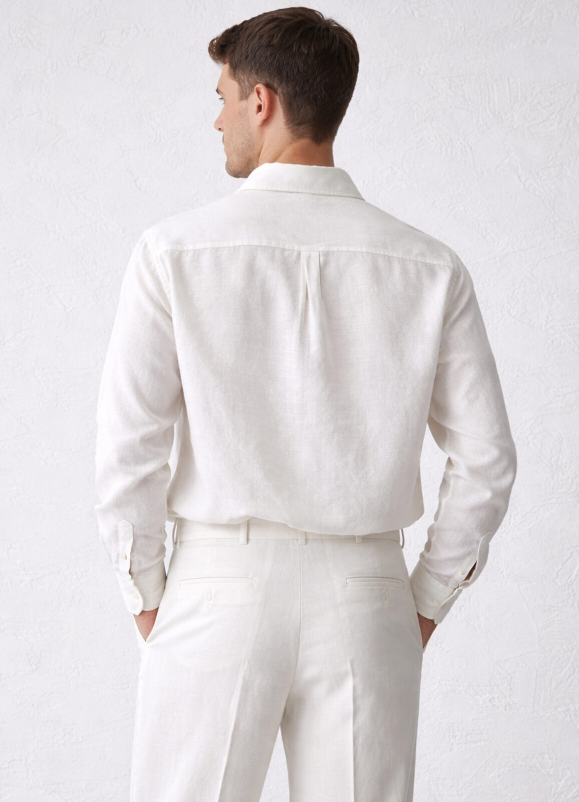 Ekru Renk Lyocell Karışımlı Dökümlü Gömlek - 4