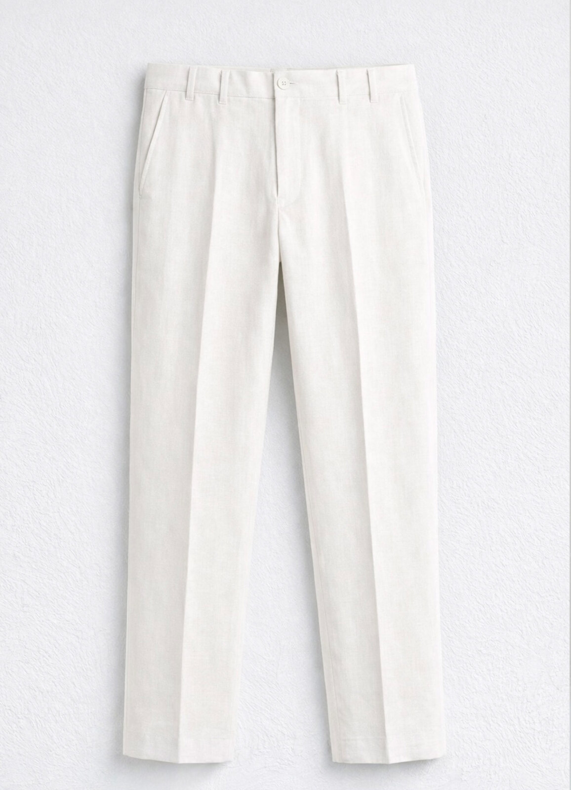 Ekru Renk Lyocell Karışımlı Pileli Pantolon