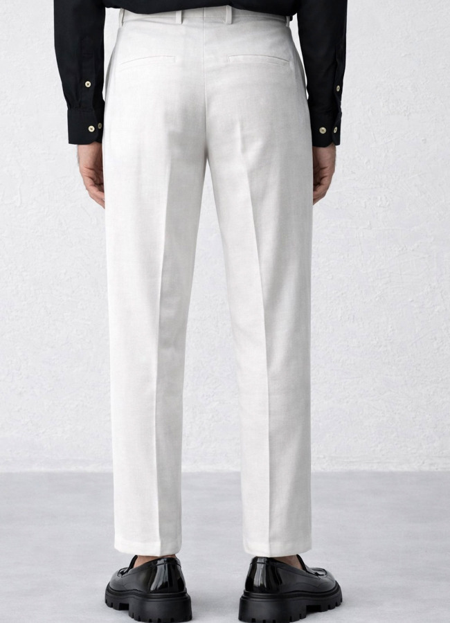 Ekru Renk Lyocell Karışımlı Pileli Pantolon - 4