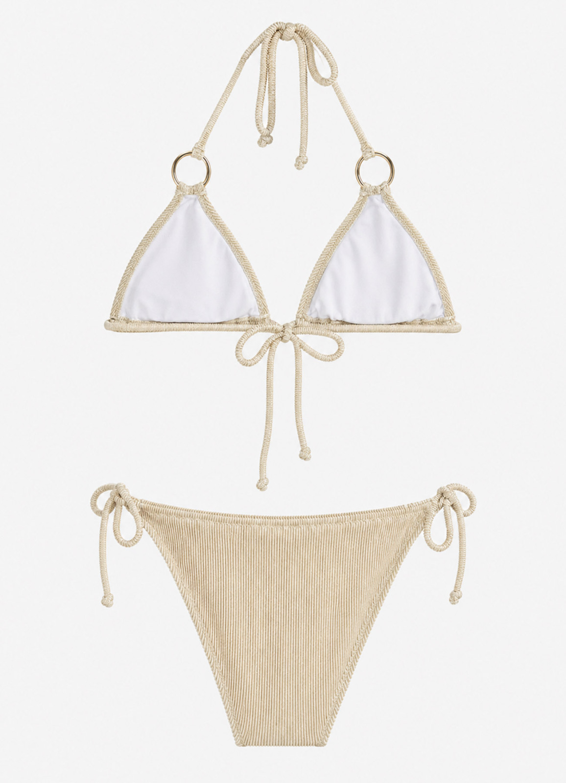 Gold Renk Simli Fitilli Üçgen Bikini Takım - 2