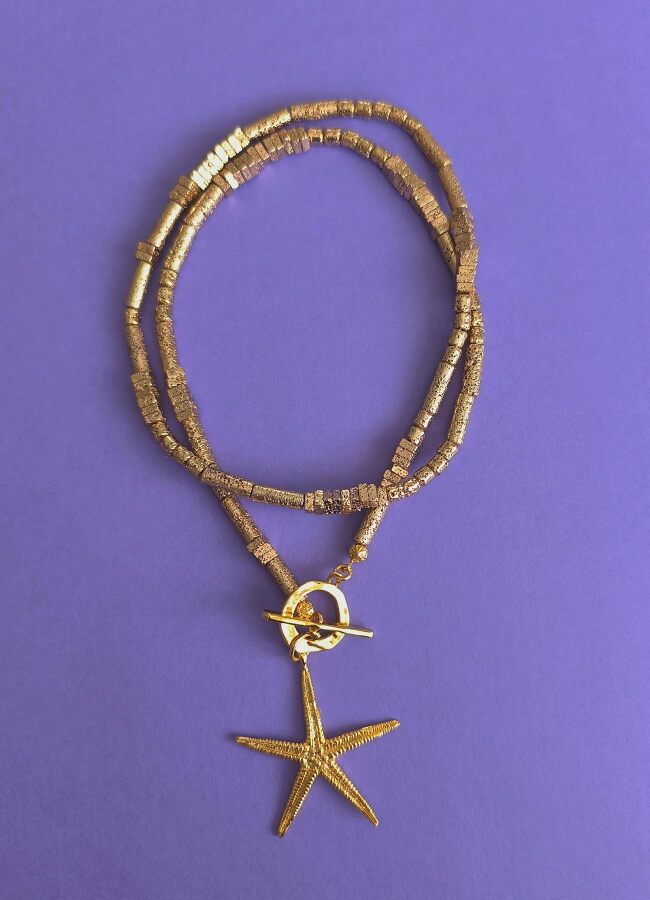 Gold Starfish Hematit Kolye - 4