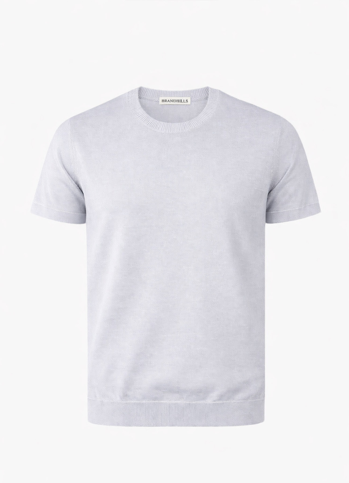 Gri Renk Bisiklet Yaka Basic Triko - 1