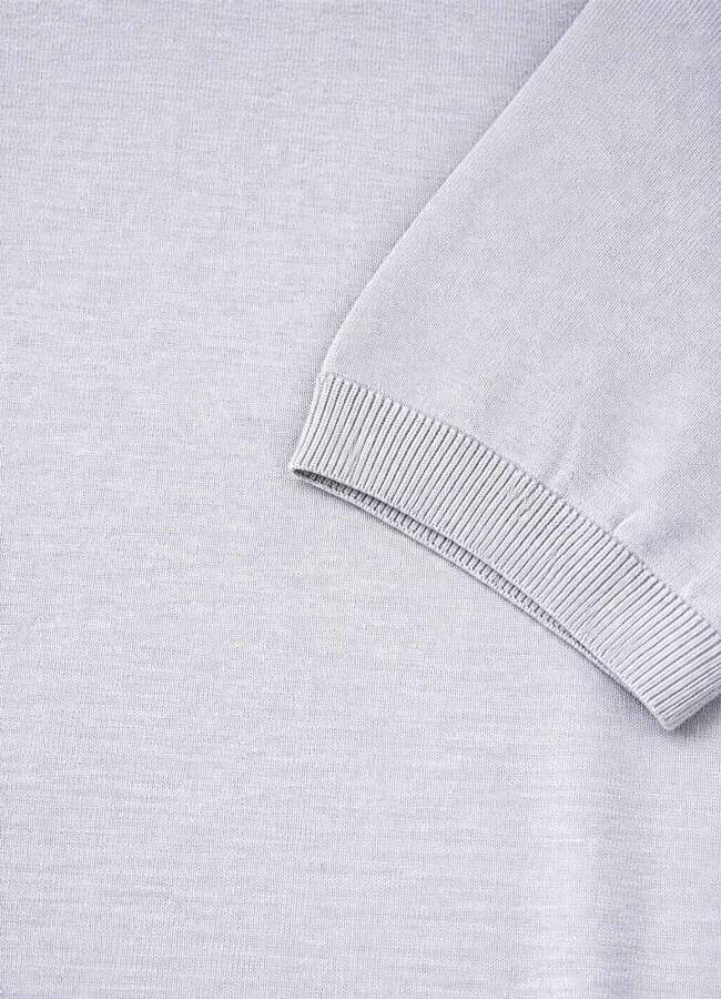 Gri Renk Bisiklet Yaka Basic Triko - 3