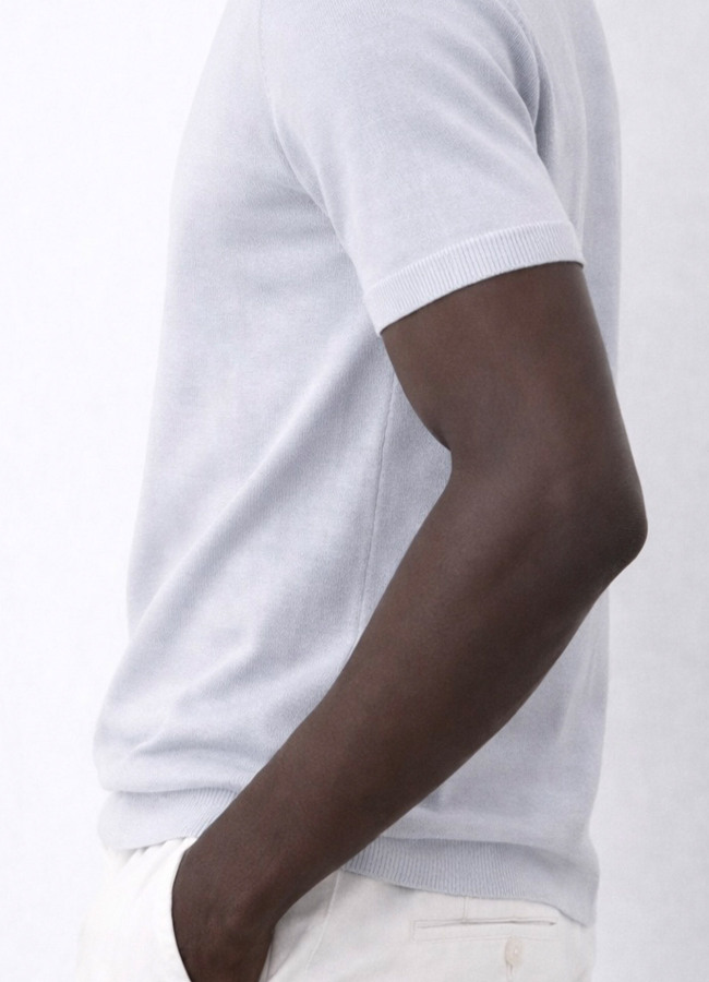 Gri Renk Bisiklet Yaka Basic Triko - 5