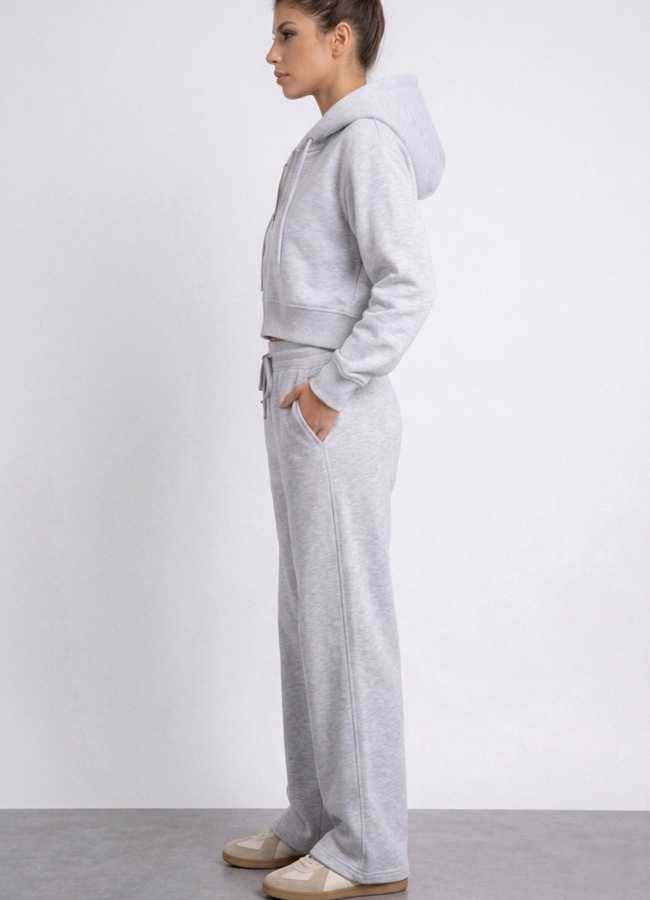 Gri Renk Pamuk Karışımlı Eşofman Takımı - 2