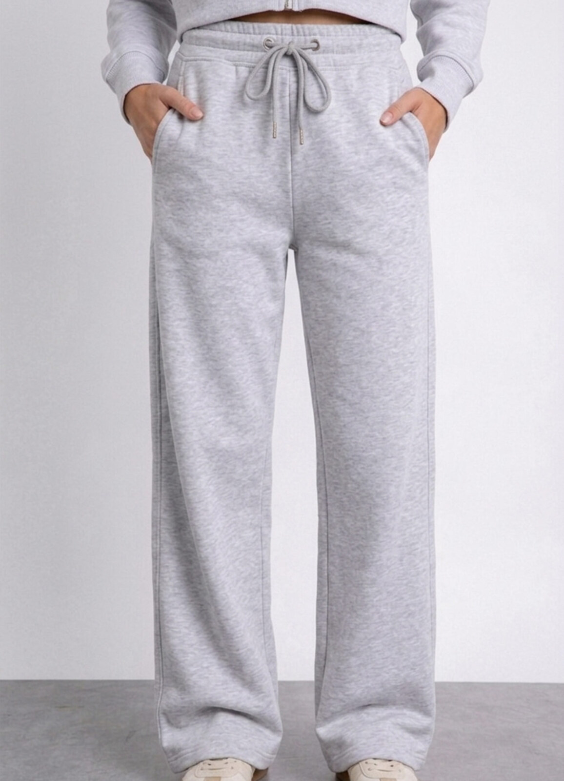 Gri Renk Pamuk Karışımlı Eşofman Takımı - 4