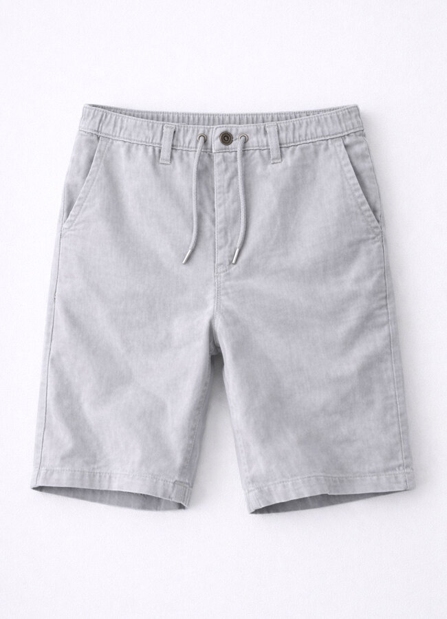 Gri Renk Tencel Karışımlı Şort