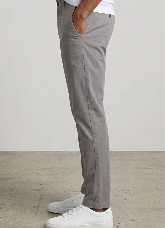 Gri Renk Gabardin Regular Chino Pantolon - 2