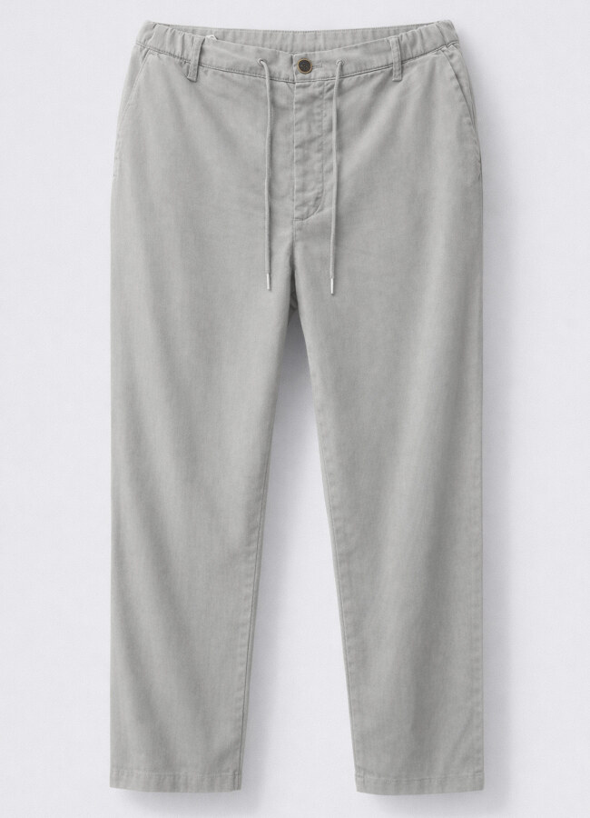 Gri Renk Tencel Karışımlı Relax Fit Pantolon - 1