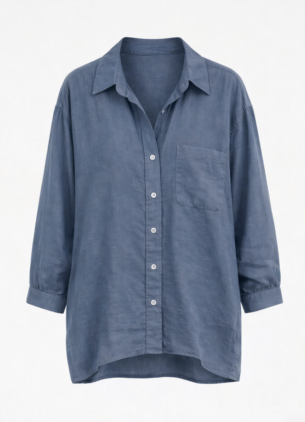 Gri / Mavi Renk Modal Karışımlı Oversize Gömlek