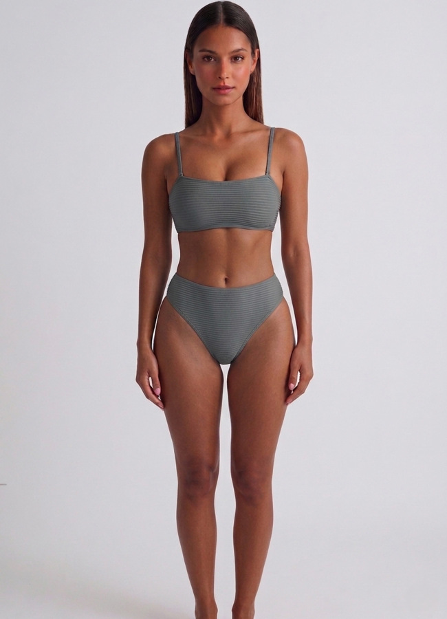 Gri Renk Fitilli Bikini Takımı - 1