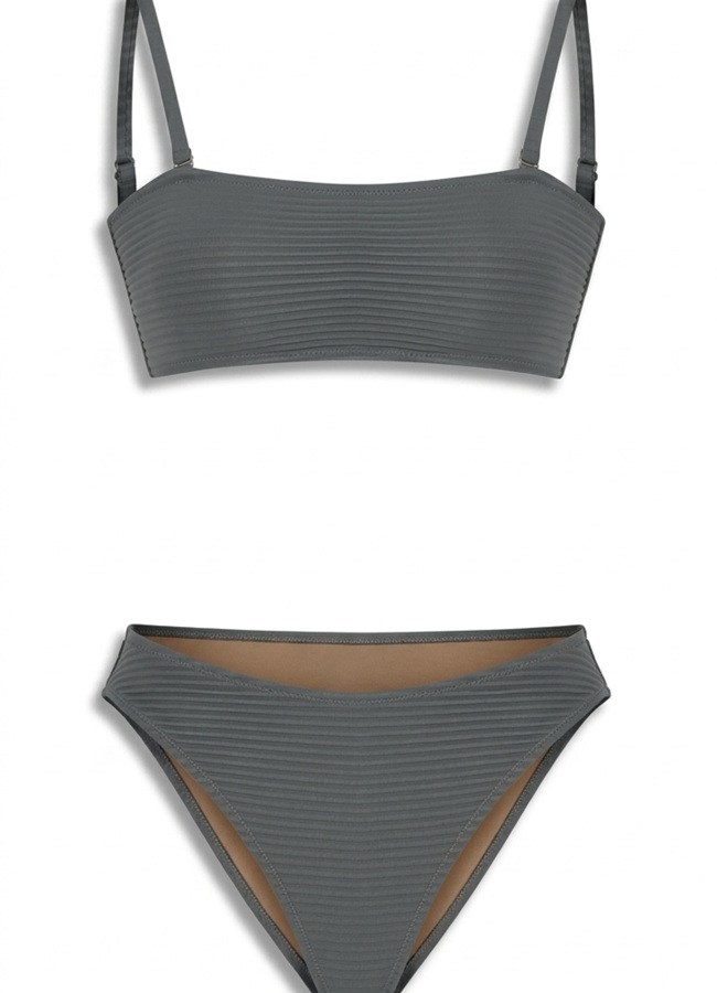 Gri Renk Fitilli Bikini Takımı - 2