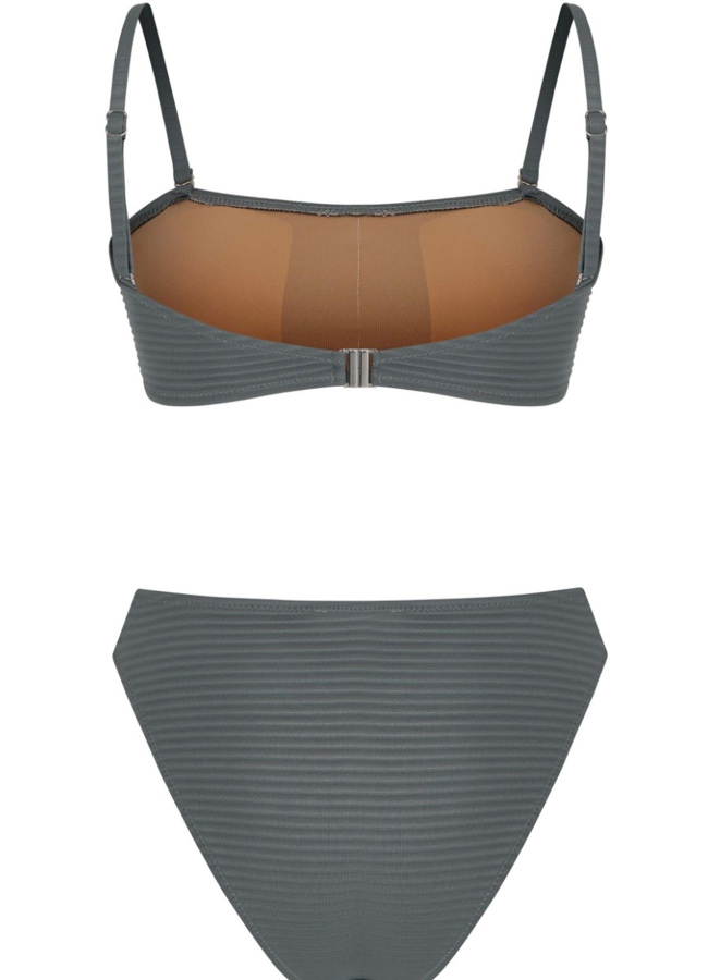 Gri Renk Fitilli Bikini Takımı - 3