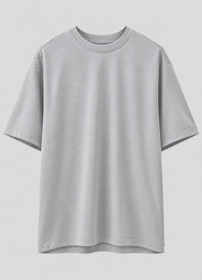 Gri Renk Oversize Modal Erkek T-Shirt - 2