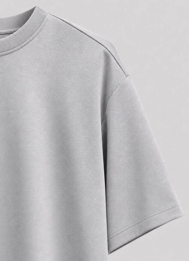 Gri Renk Oversize Modal Erkek T-Shirt - 3