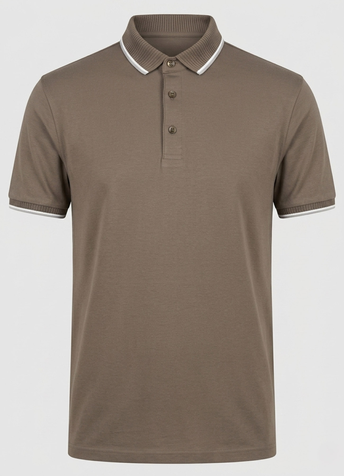 Haki Renk Polo Yaka Erkek T-Shirt - 1