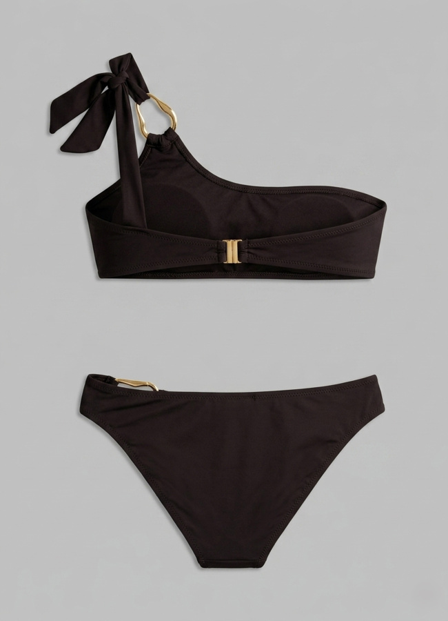 Kahve Renk Aksesuarlı Straplez Bikini Takım - 2