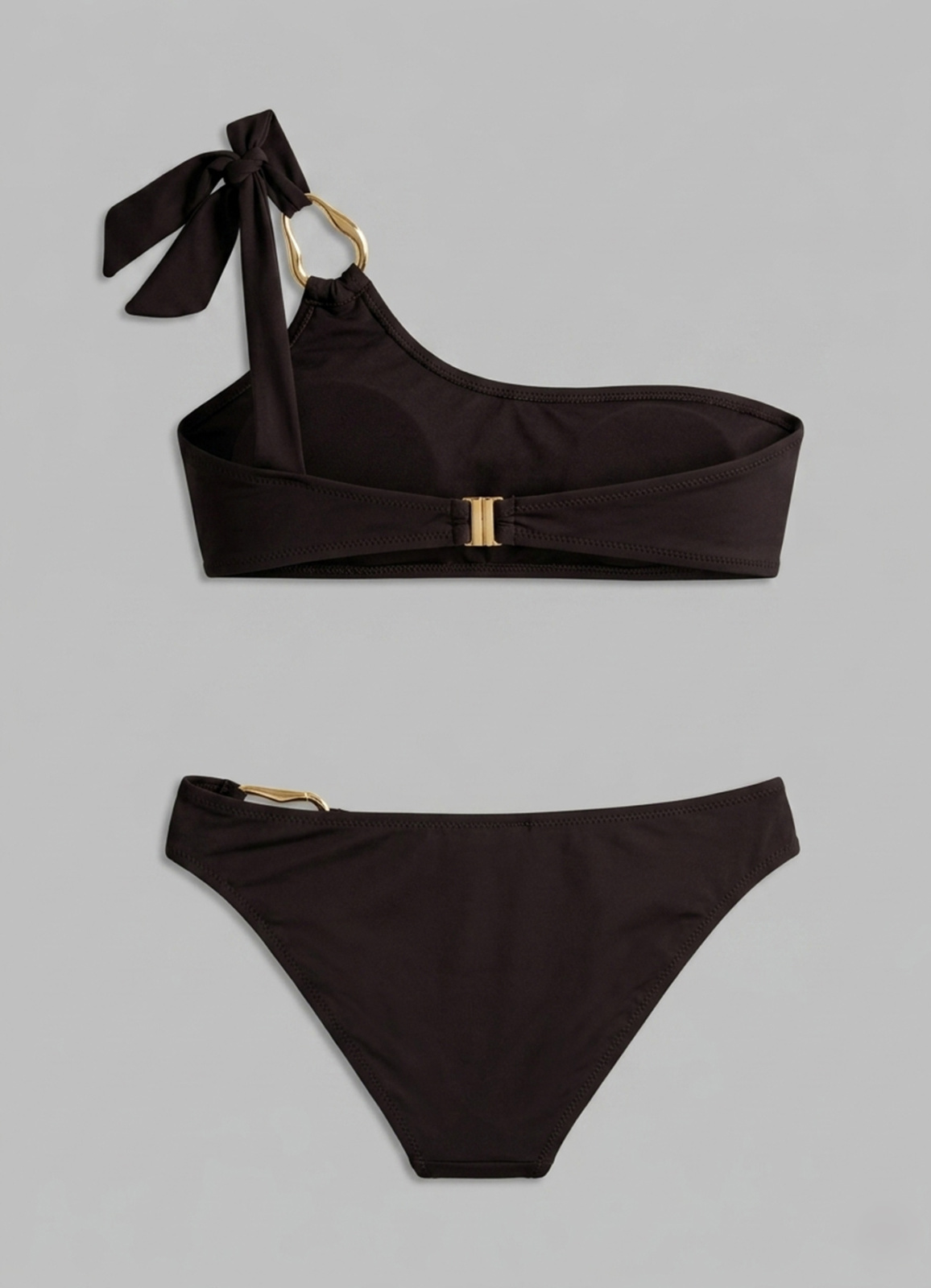 Kahve Renk Aksesuarlı Straplez Bikini Takım - 2