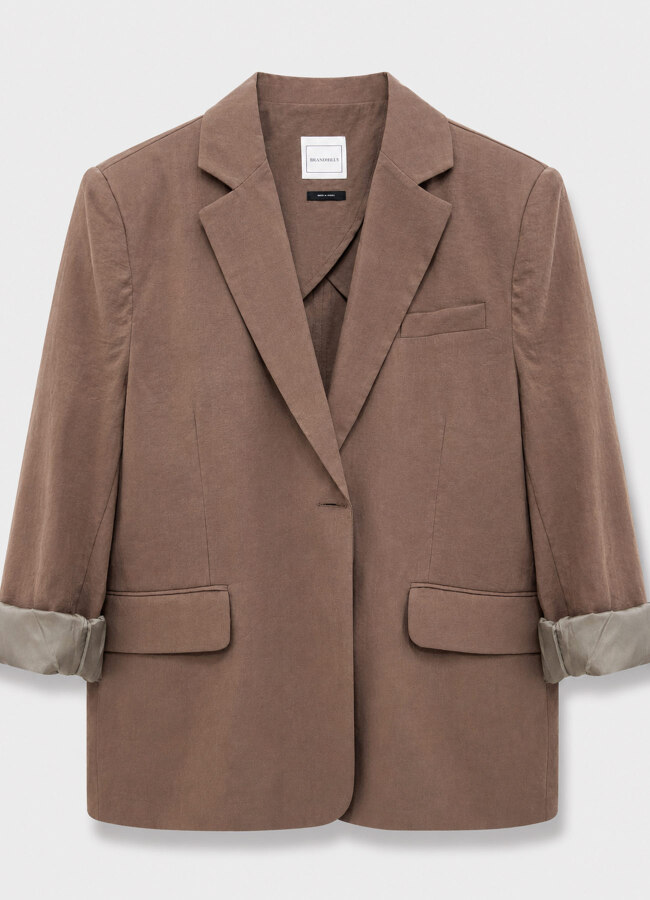 Kahve Renk Modal Oversize Blazer Ceket 