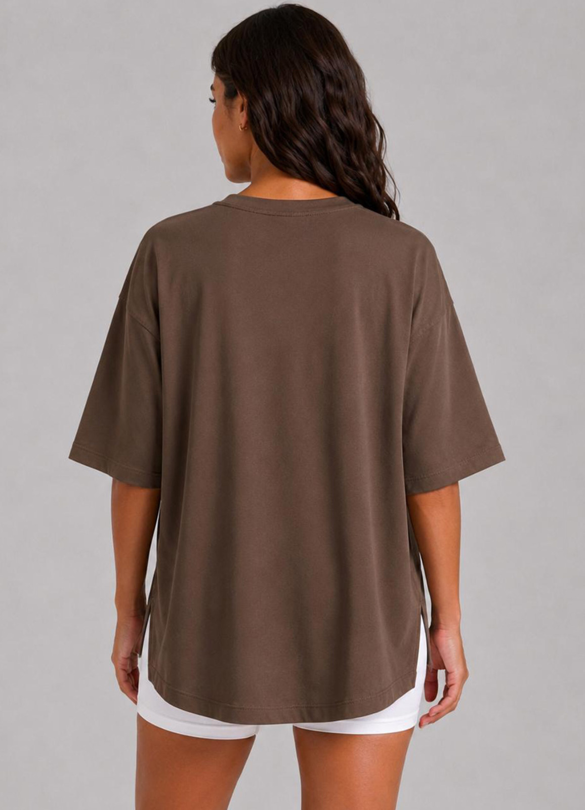 Kahve Renk Oversize Modal Tshirt - 3