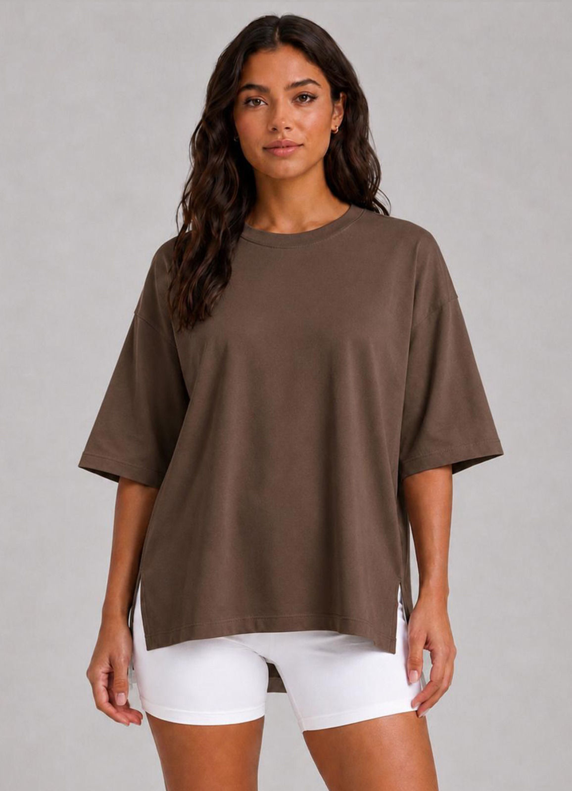 Kahve Renk Oversize Modal Tshirt - 5
