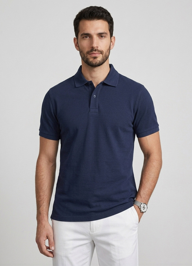 Lacivert Renk Pike Dokulu Polo Yaka Erkek T-Shirt - 3