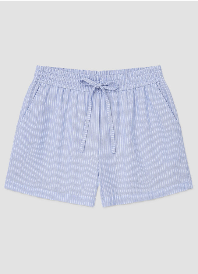 Mavi - Beyaz Renk Çizgili Modal Şort