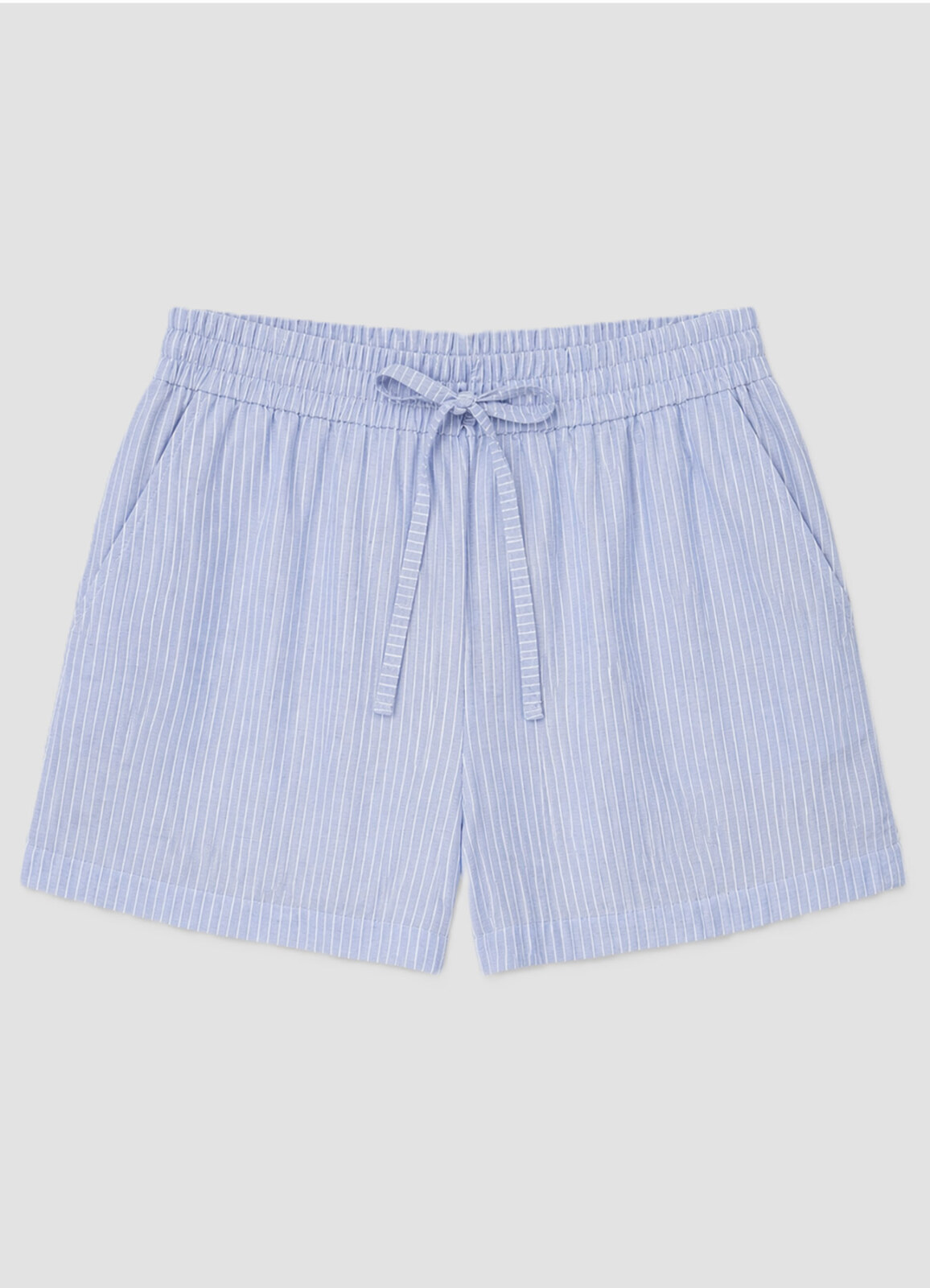 Mavi - Beyaz Renk Çizgili Modal Şort