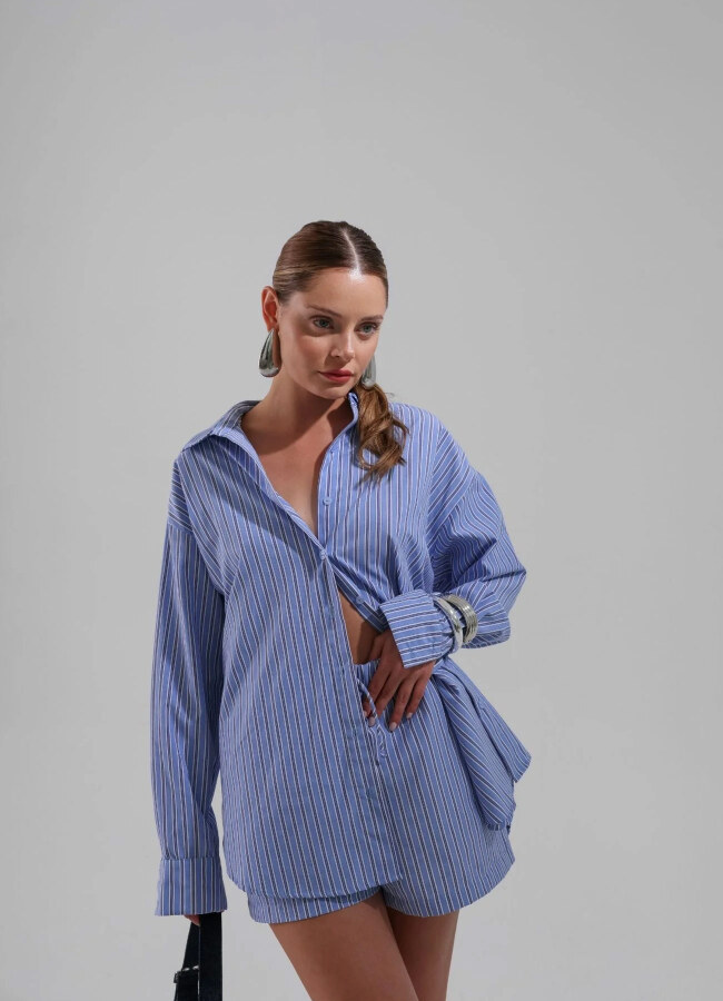 Mavi Renk Skyline Stripes Shirt - 3