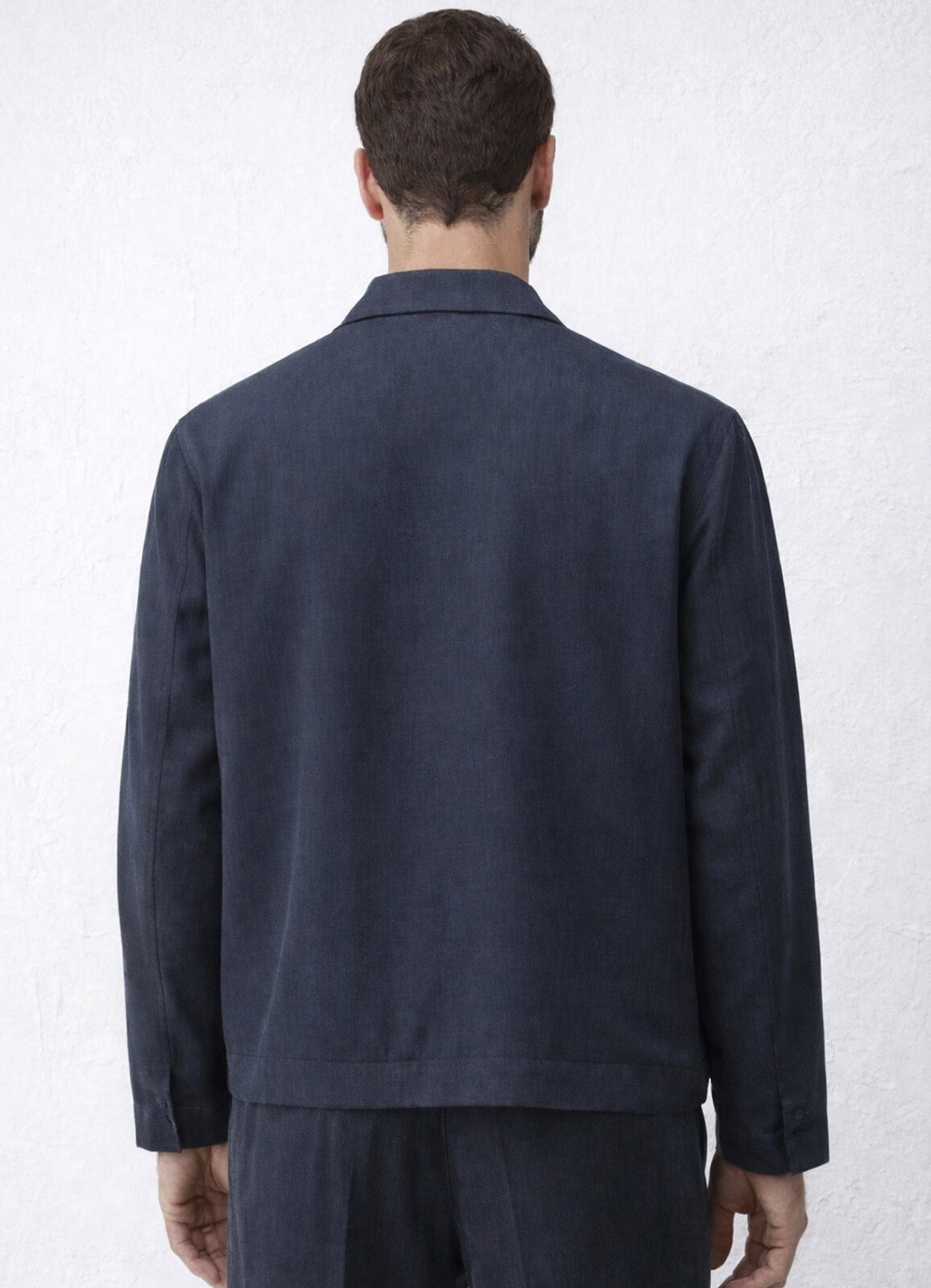 Lacivert Rengi Lyocell Karışımlı Overshirt Ceket - 4