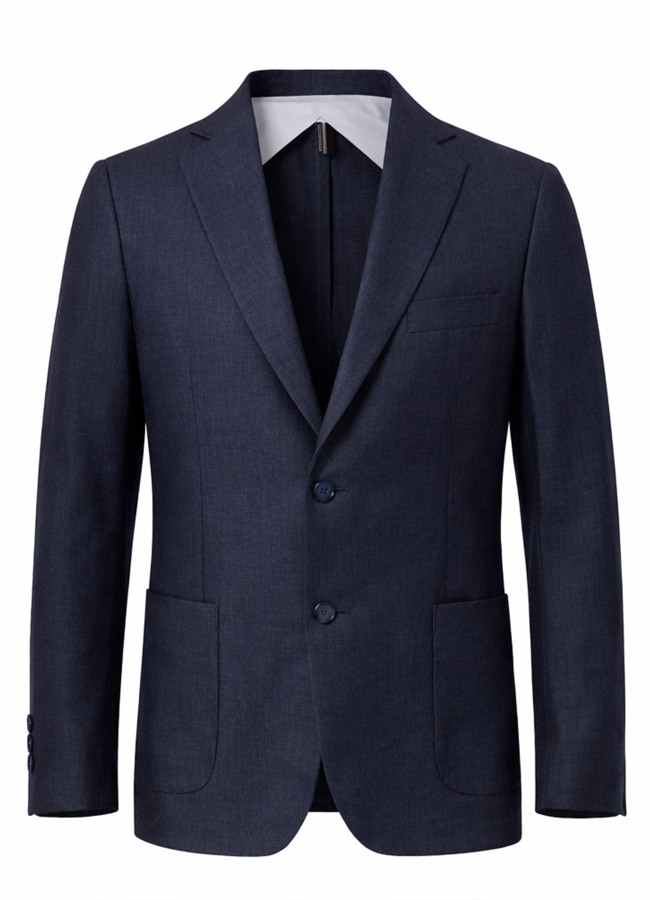 Lacivert Renk Keten Karışımlı Ceket - 1