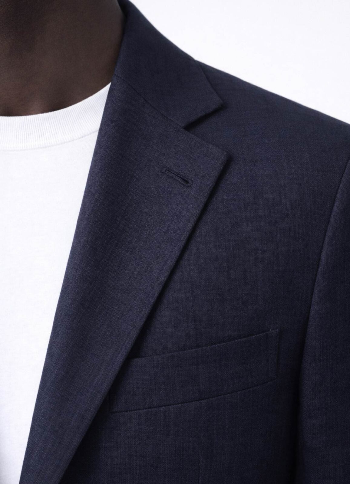 Lacivert Renk Keten Karışımlı Ceket - 5