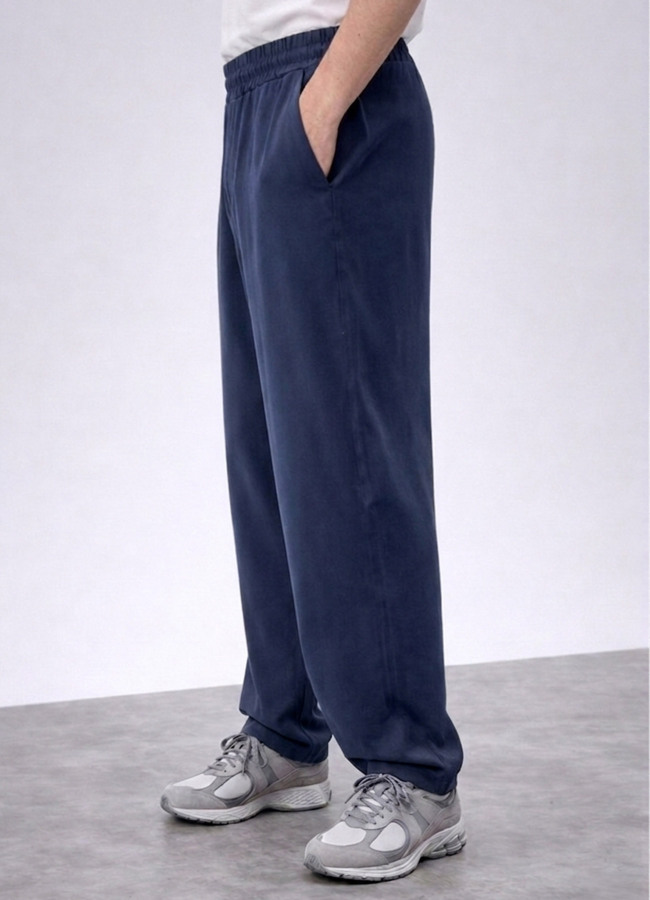 Lacivert Renk Tencel Karışımlı Pantolon - 1