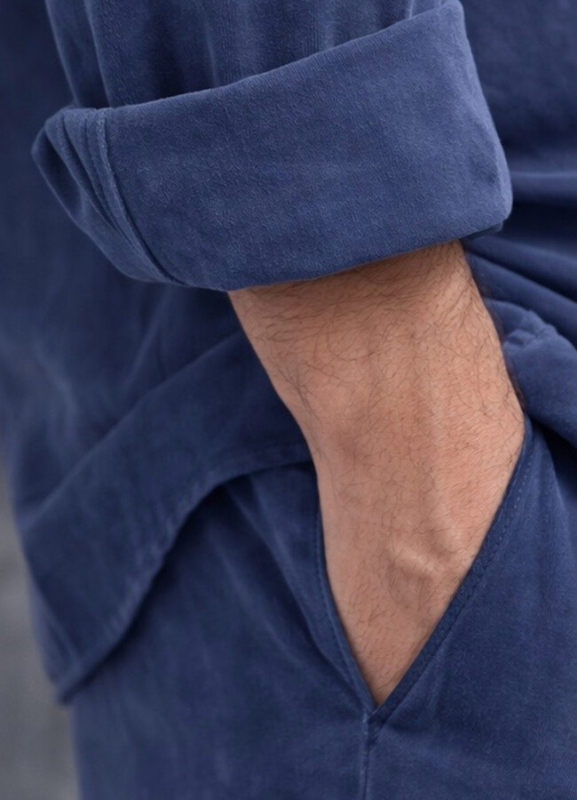 Lacivert Renk Tencel Karışımlı Gömlek - 2