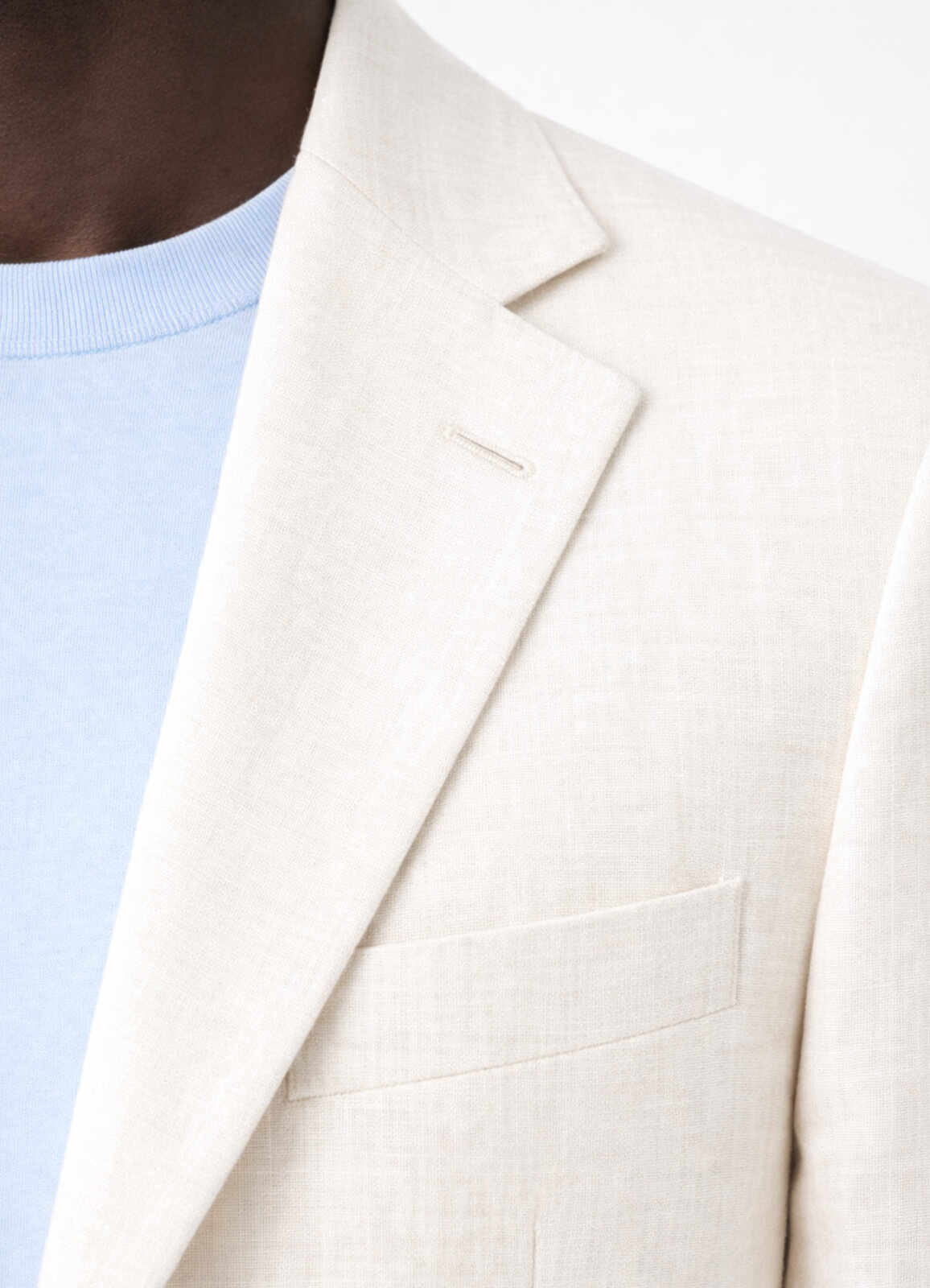 Kırık Beyaz Renk Keten Karışımlı Ceket - 5