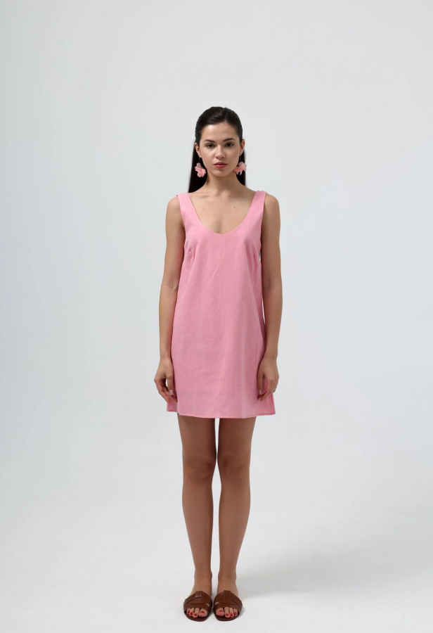 Pembe Renk Ipecu Mini Dress