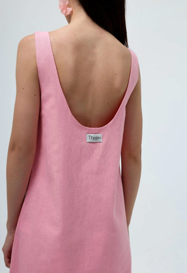 Pembe Renk Ipecu Mini Dress - 5