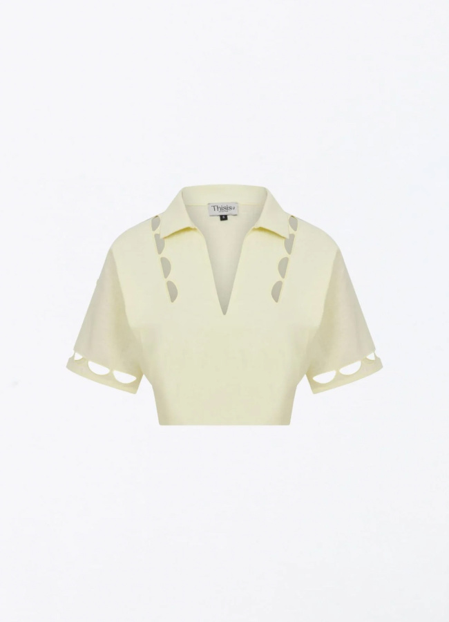 Sarı Renk Desert Crop Top - 2