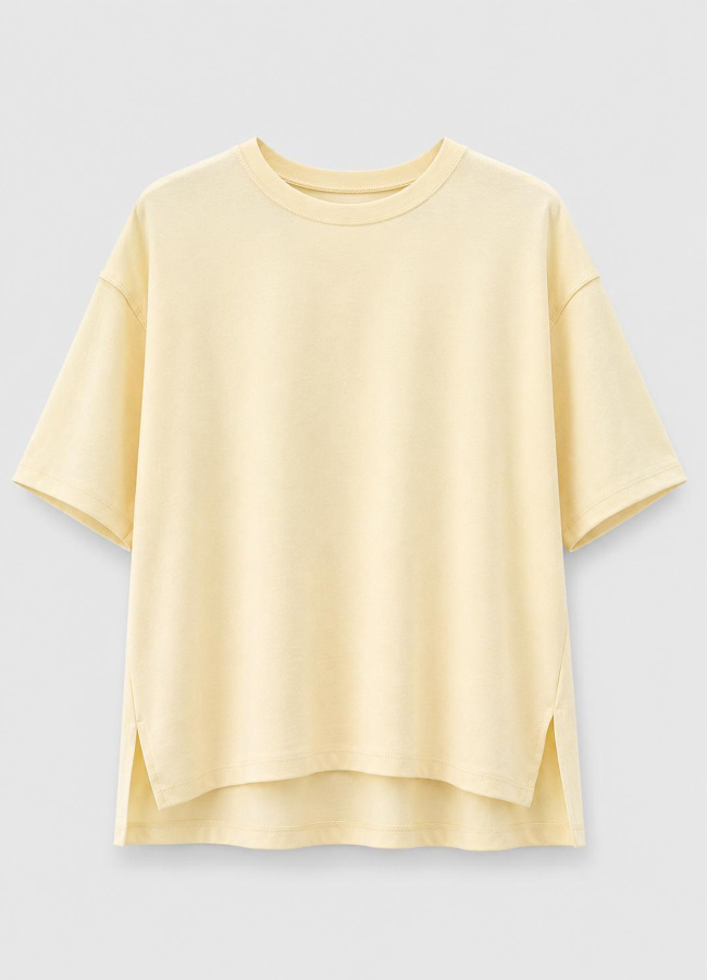 Sarı Renk Oversize Modal Tshirt - 1